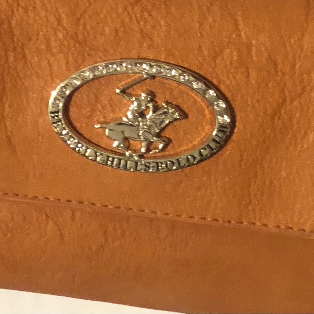 Beverly Hills Polo Club Tan Clutch with Decorative Emblem